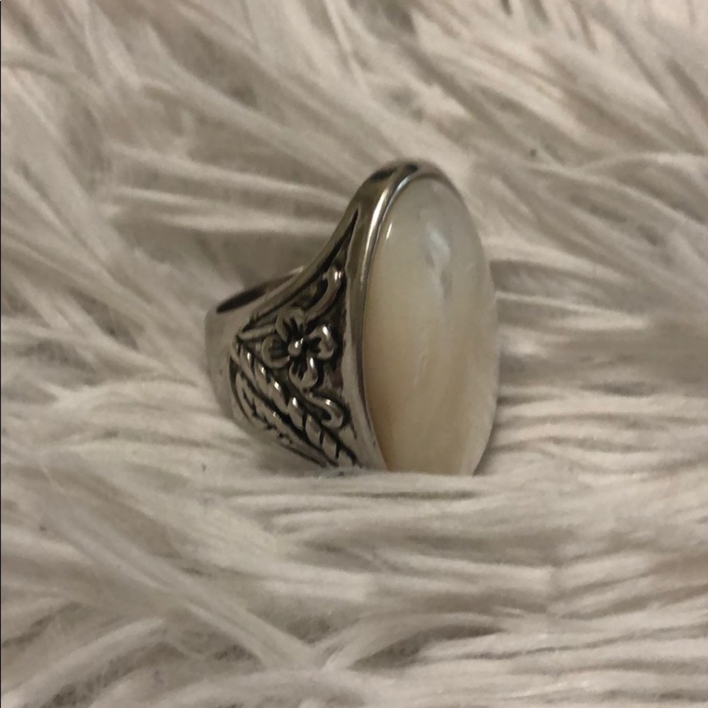 White stone moon ring